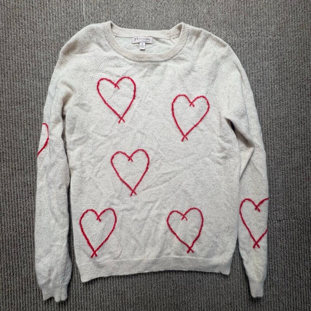 NWT WOMEN PHILOSOPHY 100% CASHMERE LONG SLEEVE SWEATER Cream Sm